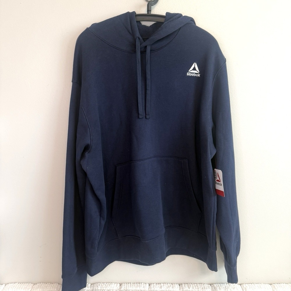 NWT Reebok Mens Blue Hoodie Sweatshirt Size 2XL Activewear Performance Outdoors